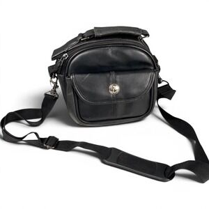 Case Logic Black Leather Camera Bag Crossbody Utility Travel Case Vintage